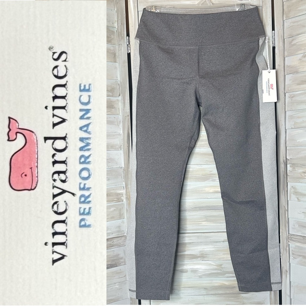 Vineyard Vines Performance charcoal gray heather side panel leggings NWT Medium